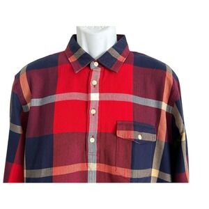 J Crew New York Mens Shirt Sportsman‎ Outfitter Red Plaid Flannel Pullover L